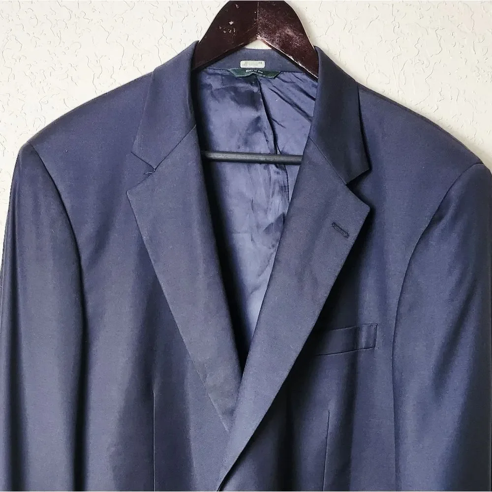 Brooks Brothers Wool Loro Piana Italy Gold Button Blazer Navy Blue Size 46R